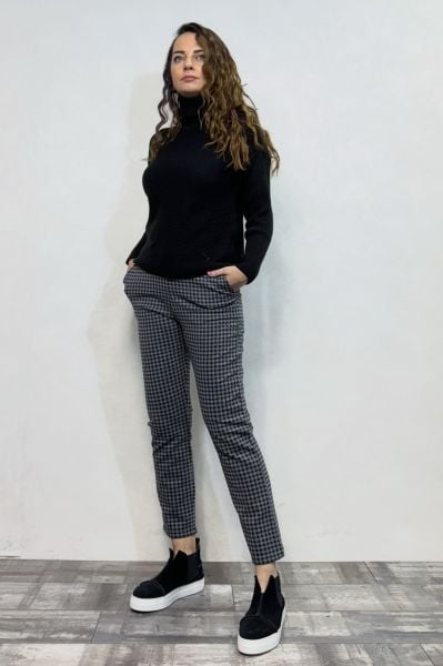 Flexi Ekose Pantolon - Gri Siyah