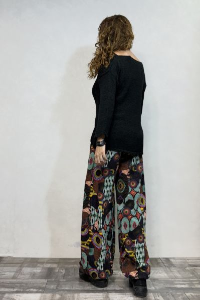 Mandala Desenli Pantolon - Siyah