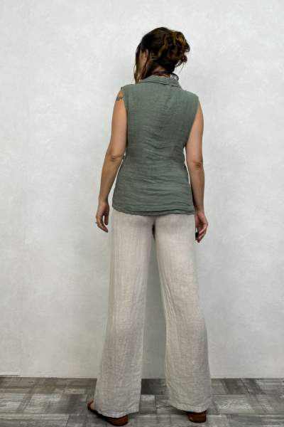Alesta Keten Pantolon - Bej