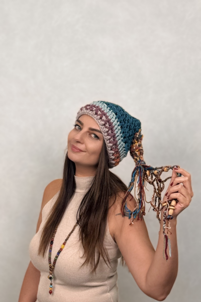 El Örgüsü Boncuk Püsküllü Bere - Petrol